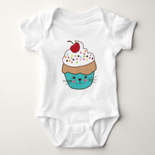 Camiseta Ligação em ponte de bebê bonito do cupcake