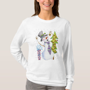 Camiseta Ligação em ponte do Natal do boneco de neve -