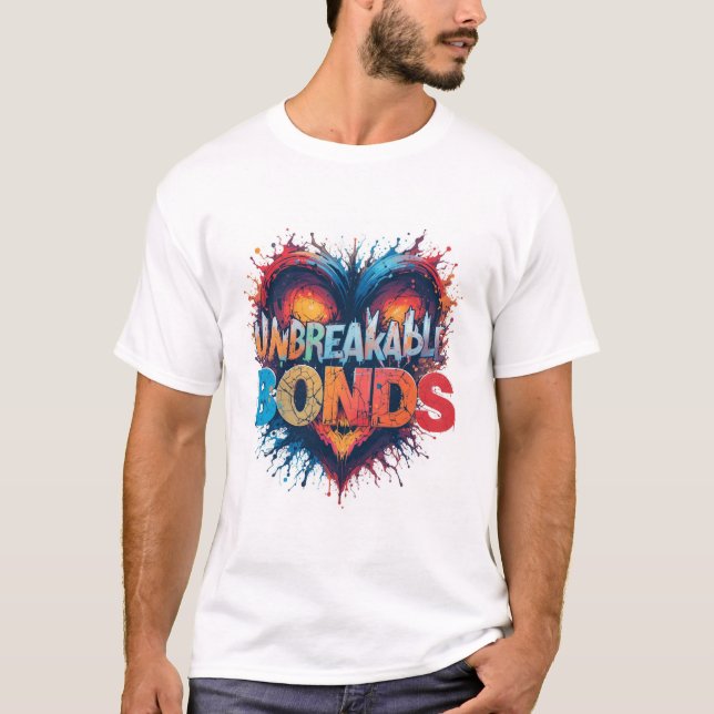 Camiseta Ligações ininterruptas - Trabalho de arte de coraç (Frente)