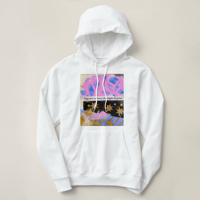 Camiseta Light Begins – Dreamy Glow Collage Hoodie (Frente do Design)