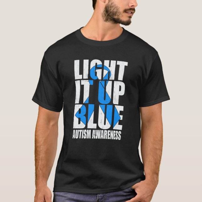 Camiseta Light It Up Blue Autism I Wear Blue For Awareness  (Frente)