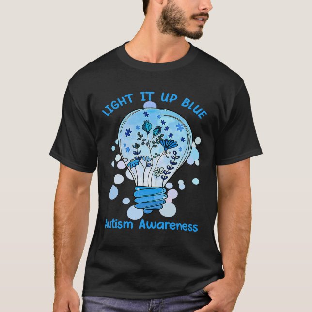 Camiseta Light It Up Blue Autism  I Wear Blue For Awareness (Frente)