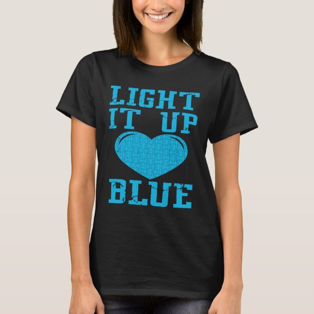 Camiseta Light It Up Blue  Puzzle Piece Autism Awareness (Frente)