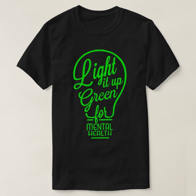Camiseta Light It Up Green Mental Health Awareness Rainbow  (Frente do Design)
