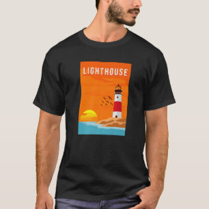 Camiseta Lighthouse Ocean Shore Poster vintage Sunset