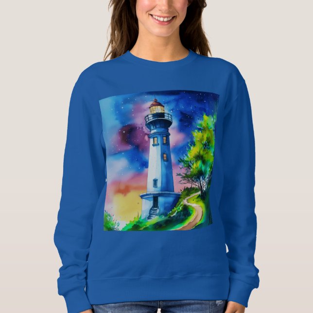 Camiseta Lighthouse Under a Starry Sky (Frente)