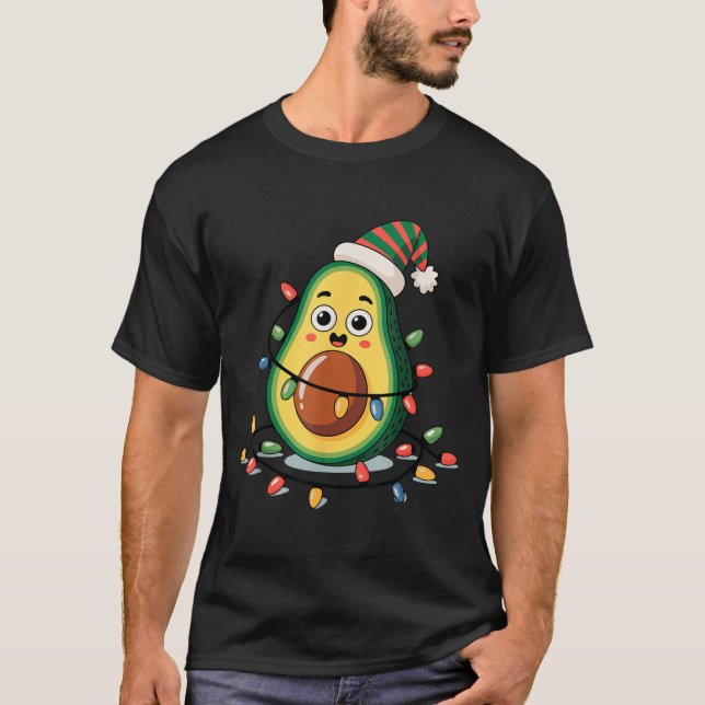 Camiseta Lighting Avocado Ugly Christmas Sweater Guacamole  (Frente)