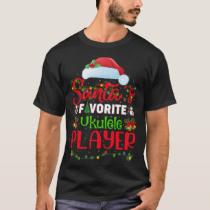 Camiseta Lighting Xmas Papais noeis Favoritos Do Ukulele Pl