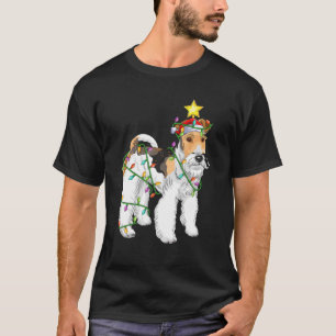 Camiseta Lighting Xmas Tree Matching Santa Wire Fox Terrier