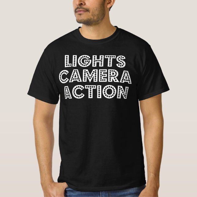 Camiseta Lights Camera Action Film Crew Diretor Gift (Frente)