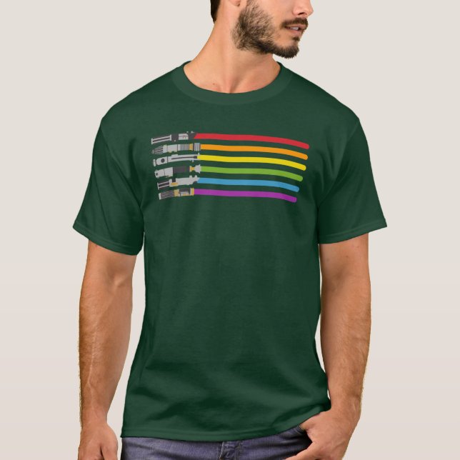 Camiseta Lightsaber Rainbow gift retro (Frente)
