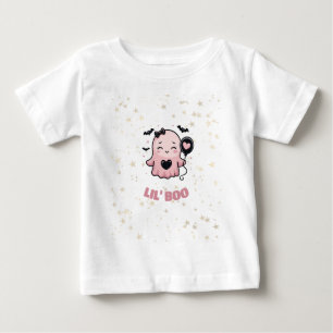 Camiseta LIL' BOO Fantasminha Rosa Fofa Com Balão