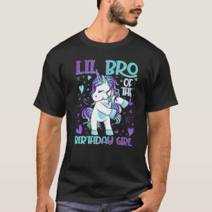 Camiseta Lil Bro Da Rapariga De Aniversário A Fogar Unicórn