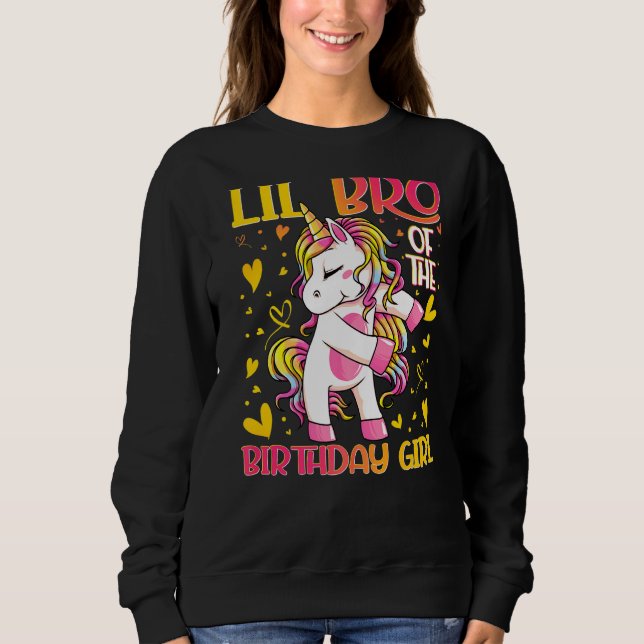 Camiseta Lil Bro da Rapariga de Aniversário Flossing Unicor (Frente)
