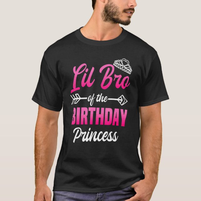 Camiseta Lil Bro Do Aniversário Do Partido Princesa Bday Ce (Frente)