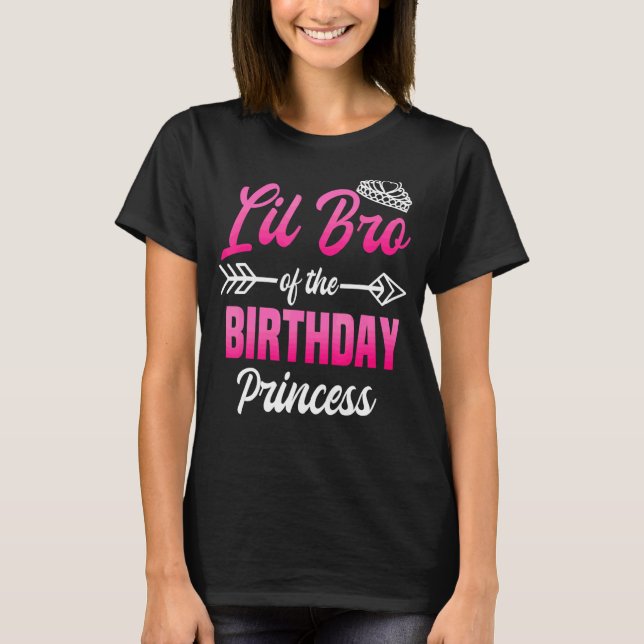 Camiseta Lil Bro Do Aniversário Do Partido Princesa Bday Ce (Frente)