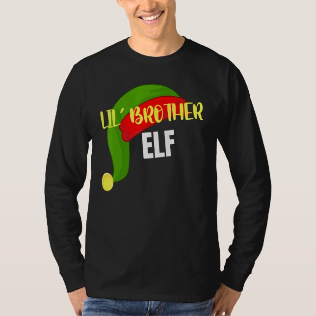 Camiseta Lil Brother Elf Matching Family Group Natal Pa (Frente)