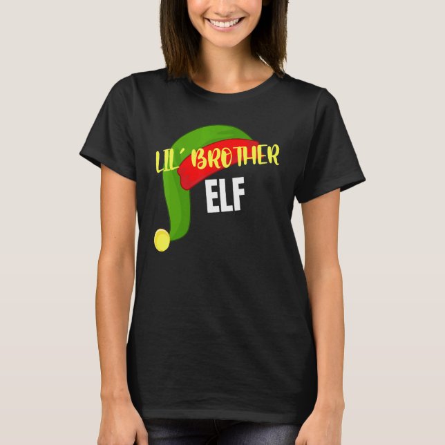 Camiseta Lil Brother Elf Matching Family Group Natal Pa (Frente)