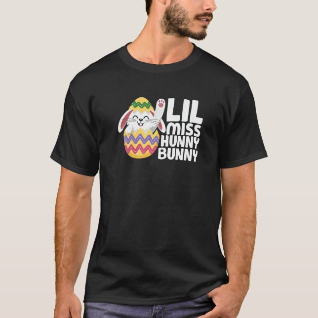 Camiseta Lil Miss Hunny Bunny Cute Páscoa Dia Coelhinho Eng (Frente)