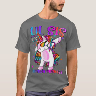 Camiseta Lil Sis da Princesa de Aniversário Dabbing Unicorn