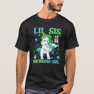 Camiseta Lil Sis Da Rapariga De Aniversário Que Foga Unicór