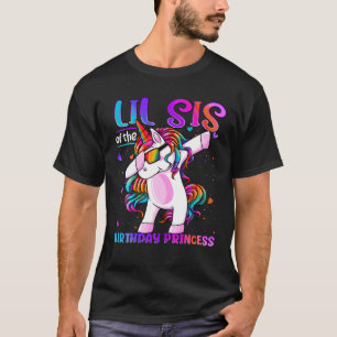 Camiseta Lil Sis Do Aniversário Princesa Dabbing Unicorn L