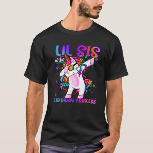 Camiseta Lil Sis Do Aniversário Princesa Dabbing Unicorn L