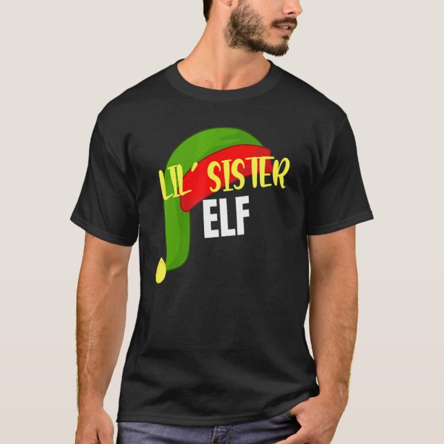 Camiseta Lil Sister Elf Matando Família Grupo Natal Par (Frente)