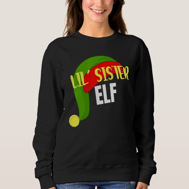 Camiseta Lil Sister Elf Matando Família Grupo Natal Par (Frente)