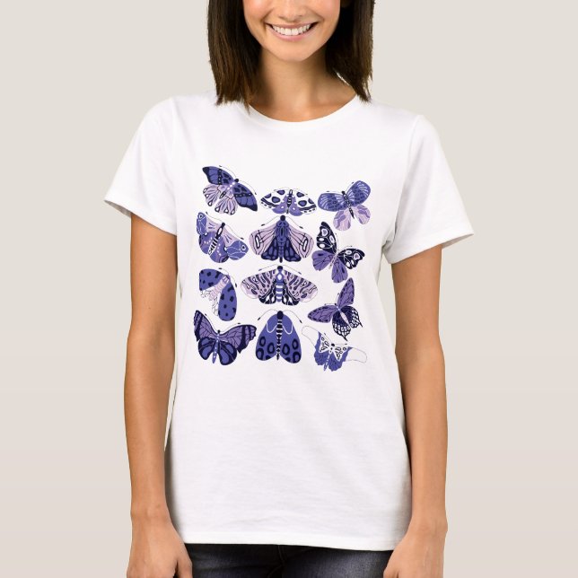 Camiseta Lilac Purple Moth and Butterfly T Shirt (Frente)