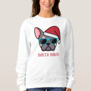 Camiseta Lilás Engraçado Tan Frenchie Papai Noel Patas Nata