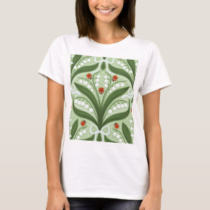 Camiseta Lily do vale e a simetria de joias em verde.