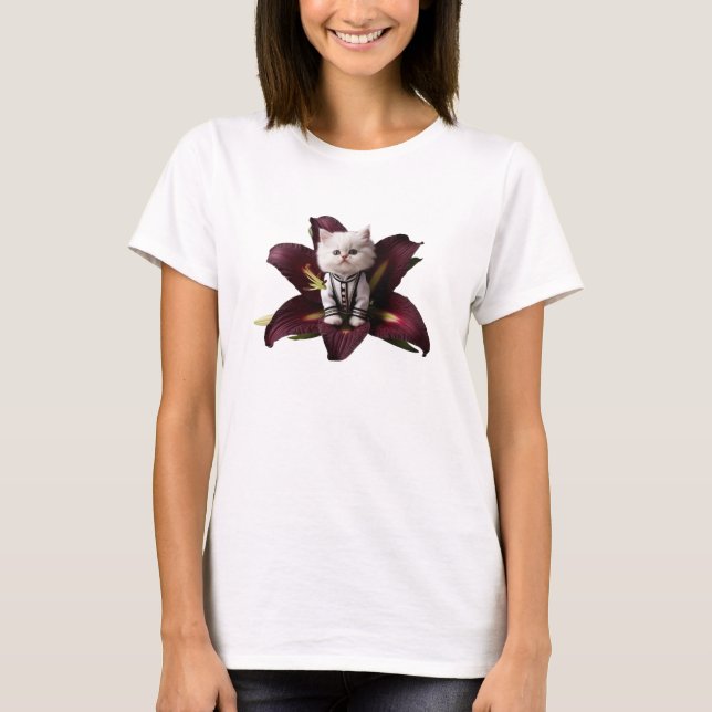 Camiseta Lily Gata Pérsica Branca (Frente)