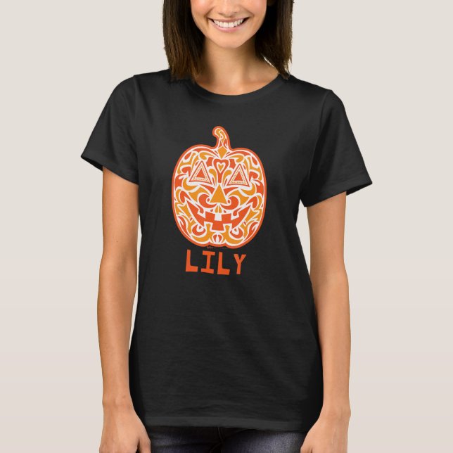 Camiseta Lily Halloween Sugar Skull Design (Frente)