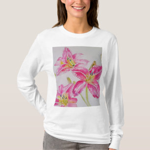 Camiseta Lily Lily Link Flores florais Aquarelas Mulheres T