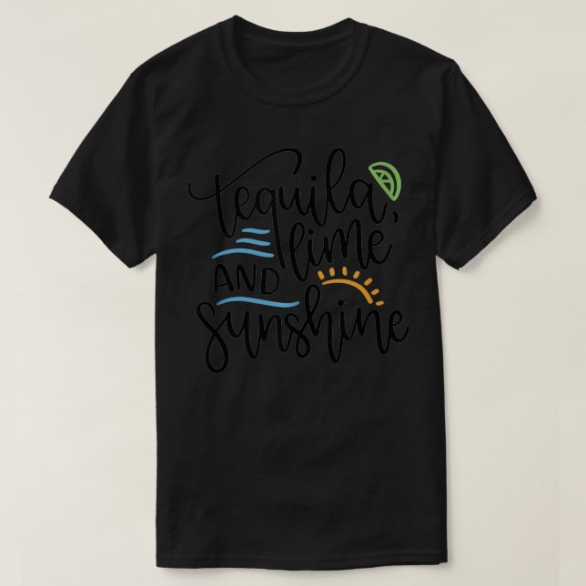 Camiseta Lima de Tequila de Verão e praia de verão de sol (Frente do Design)