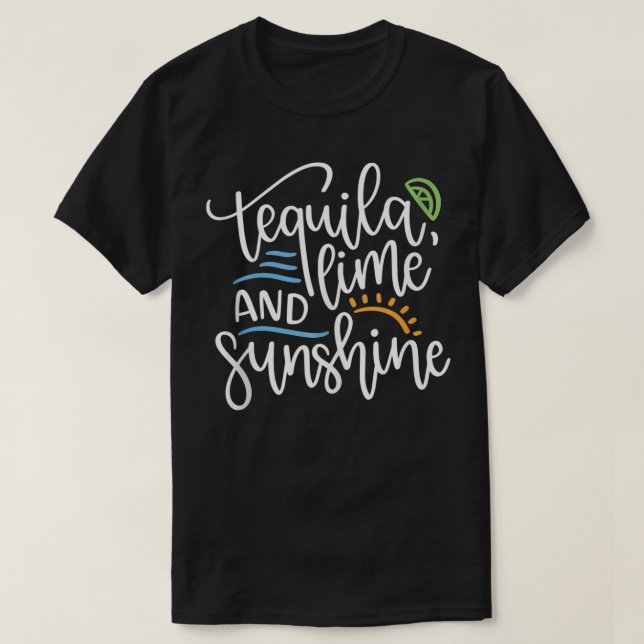 Camiseta Lima de Tequila de Verão e praia de verão de sol (Frente do Design)
