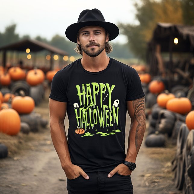 Camiseta Lima Verde Feliz Halloween (Criador carregado)