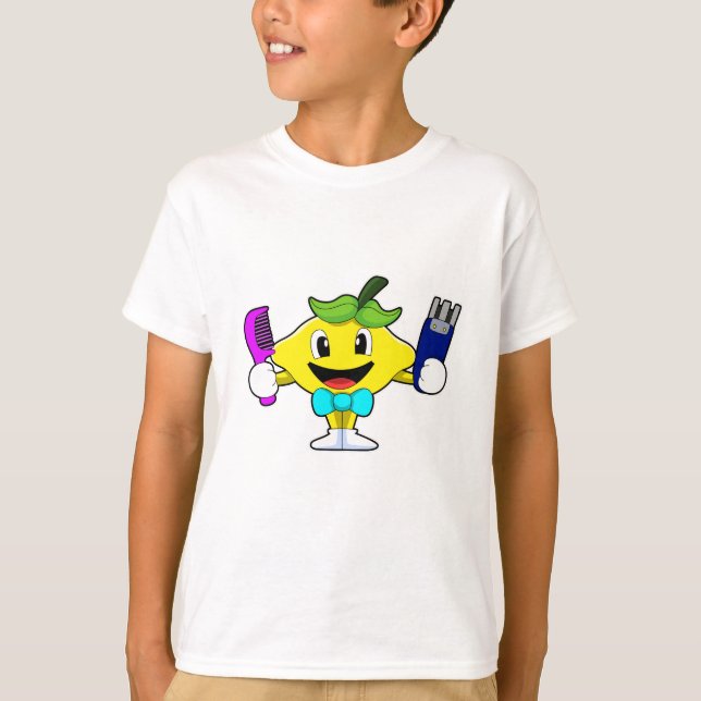 Camiseta Limão como cabeleireiro com Comb & Razor (Frente)