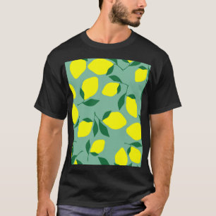 Camiseta Limão Simples, Impressão de Fundo Verde.