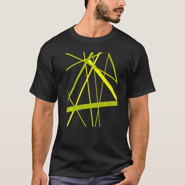 Camiseta Lime And Green Geometric Strips Cut Out Pattern (Frente)