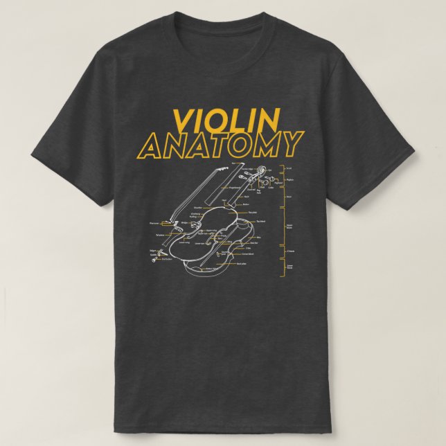 Camiseta limite do diagrama de desenho da anatomia do violi (Frente do Design)