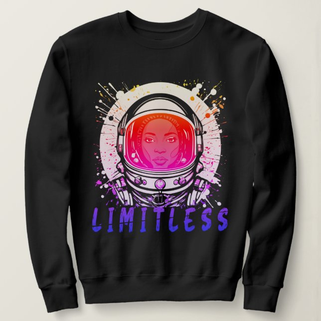 Camiseta Limitless Female Astronaut Women's Sweatshirt (Frente do Design)