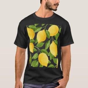 Camiseta Limões Amarelos Brilhantes Aquarela Sem Costura