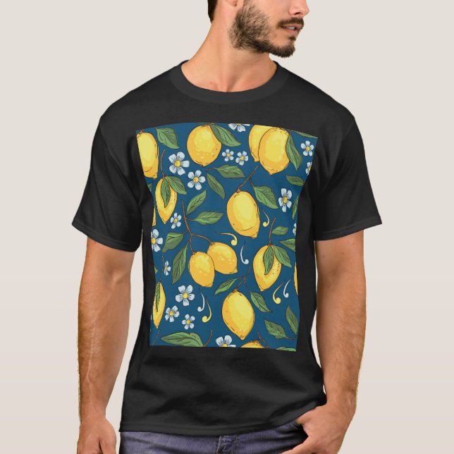 Camiseta Limões Amarelos: Padrão de Fruta Tropical. (Frente)