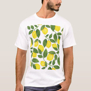 Camiseta Limões de Aquarela: Padrão de Fruta de Verão