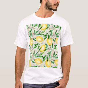Camiseta Limões de aquarela, padrão de fruta sem costura.