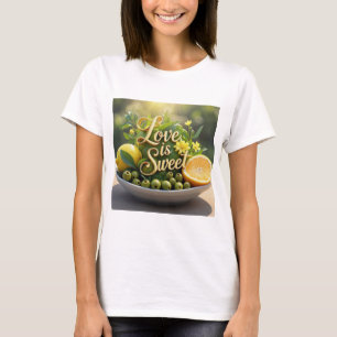 Camiseta Limões ensolarados de Verão, azeitonas, fatias de 