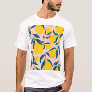 Camiseta Limões gráficos ilustrados: padrão uniforme cor-de