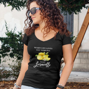 Camiseta Limoncello Lemons Black V-Neck, Script de Pincel M